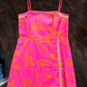 Lilly Pulitzer pink and orange skort romper